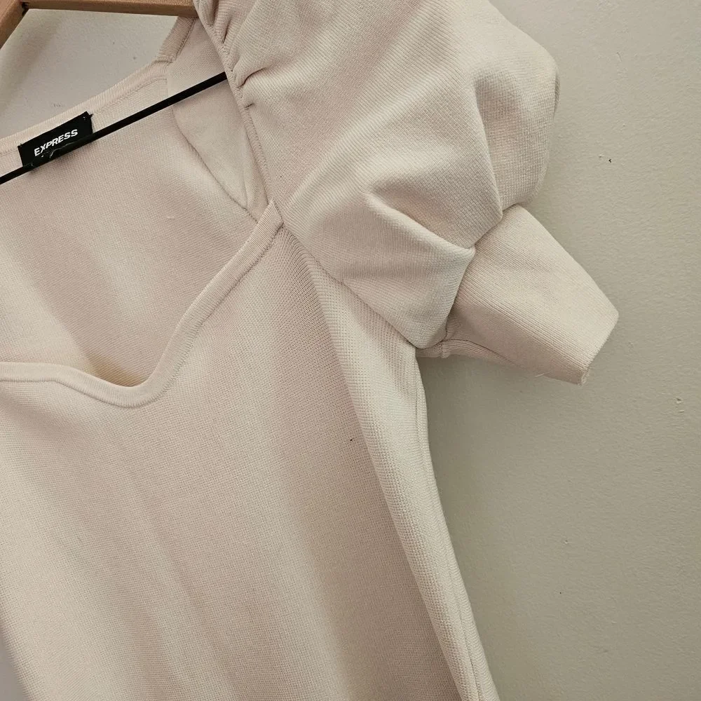 Express Cream Puff Sleeve Size Small Mini Dress - Picture 4 of 8